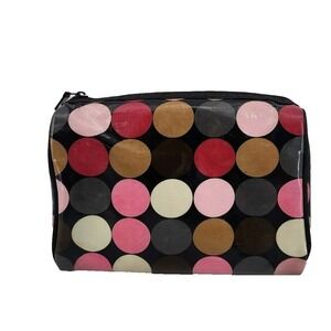 VTG Allegra Makeup Bag Multicolor Polka Dot Glossy Travel Cosmetic Pouch GUC